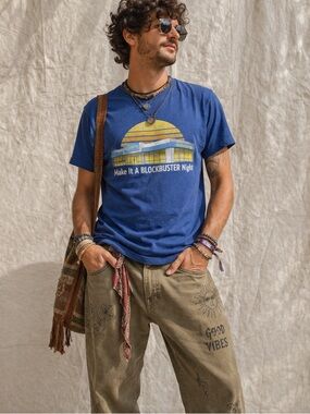 Blockbuster Graphic Tee Retro Movie Night Vintage Style Festival Gym Cover